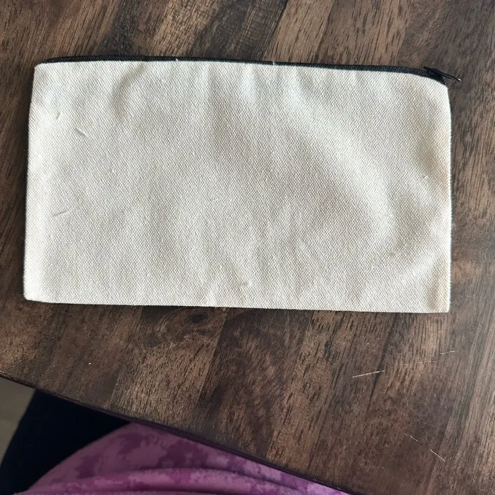 NWT Cream Canvas Pouch Rainbow Design Teacher Life- Makeup Bag - Set of 2